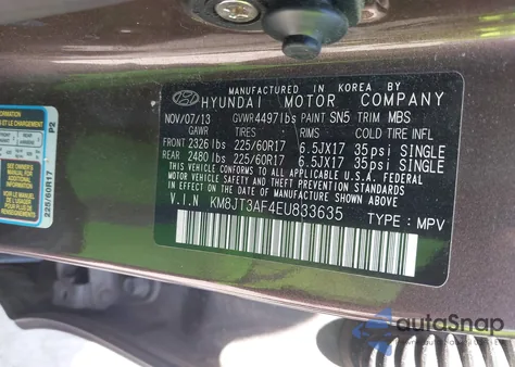 2014 Hyundai Tucson Gls from USA, damaged, VIN KM8JT3AF4EU833635